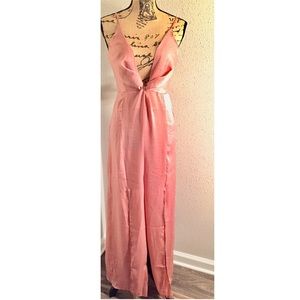 Misguided Satin Knot Wide Leg Jumpsuit